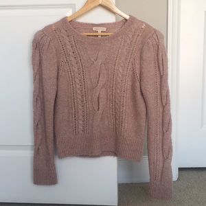 Rebecca Taylor Crochet-Trimmed Cable-Knit Sweater